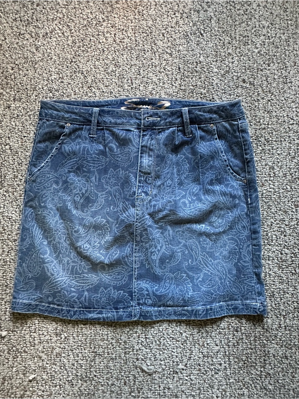 Seven7 Indigo Paisley Denim Mini Skirt